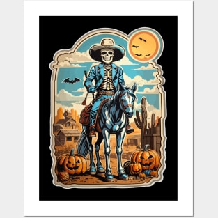 Old west Halloween cowboy skeleton Posters and Art